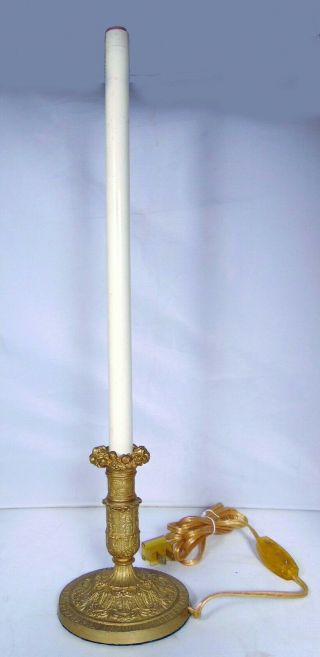 Tall Gilded Brass Architectural Candle Stick Holder Lamp 21 "