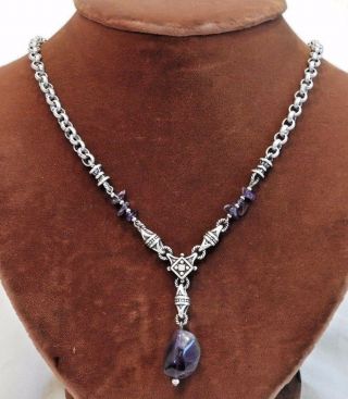 Vintage Sterling Silver And Amethyst Necklace