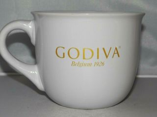 Godiva Chocolate Belgium 1926 16oz.  Latte Coffee Mug Tea Cup White Gold Ceramic