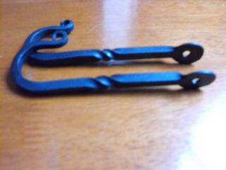 Blacksmith Hand Made Wall Mount Hooks With Twist 5 " Long X 1 " Opening Set Of 2.