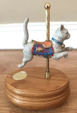 Vintage Carousel Cat Music Box,  Willitts Design By The Countryside,  Moving Cat