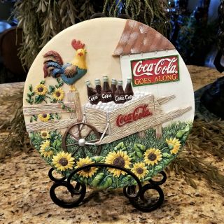 Vintage Coca Cola Country Rooster Coke Bottles In Crate 3d Wall Decor