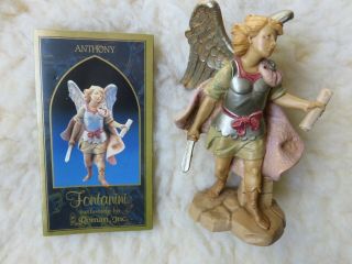 Anthony Angel With Sword And Scroll Fontanini 5 Inch Figure And Card,  No Box