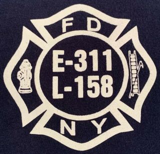 Fdny Nyc Fire Department York City T - Shirt Sz Xl Engine 311 Queens L 158