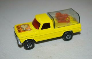 1973 Lesney Matchbox Mb57 Wild Life Truck Yellow Ranger Lion In Back