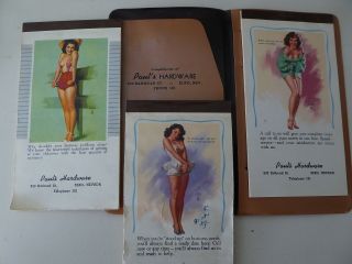 3 Vintage Pin Up Girls Earl Moran Calendar Notebooks 1950s Paul Hardware Elko Nv