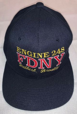 Fdny Nyc Fire Department York City Flexfit Hat Sz M - L Engine 248 Brooklyn