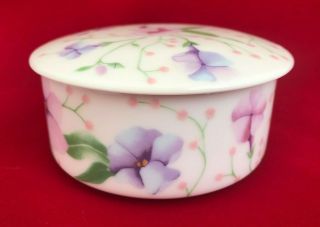 Otagiri Ceramic Violet 3 3/4 " Round Covered Trinket Box Japan Rita Marandino