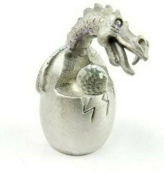 Spoontiques Pewter Dragon Over A Crystal Ball Figurine Vintage Fantasy Cmr 850