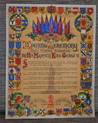 Empire Exhibition Scotland 1938 Opening Ceremony Poster King George V1