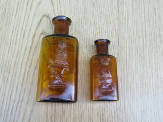 Two Amber Owl Drug Store Bottles