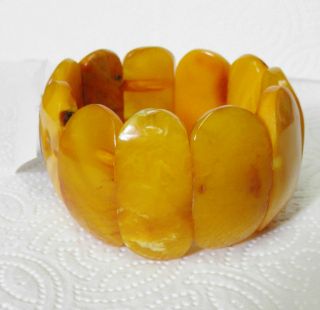 D2 Vintage Natural Baltic Butterscotch Eggyolk Amber Bracelet Oval Beads 60.  4 G