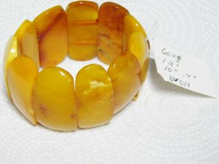 D2 Vintage Natural Baltic Butterscotch Eggyolk Amber Bracelet Oval Beads 60.  4 g 3