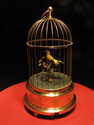 Vintage German Karl Griesbaum Singing Bird Cage Music Box Automaton -