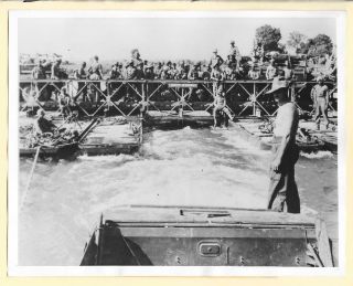 1945 Burma Bailey Bridge Ferry 19th Indian Division Irrawaddy River Singu Photo