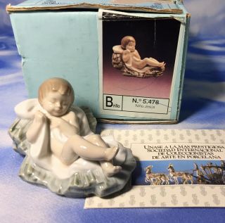 Vintage Lladro " Baby Jesus " Glazed Porcelain Nativity Figurine 5478 W/ Box Euc