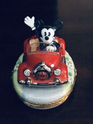 Limoges – Disney Mickey Mouse Car Trinket Box Limited Edition Hand Painted.  Rare