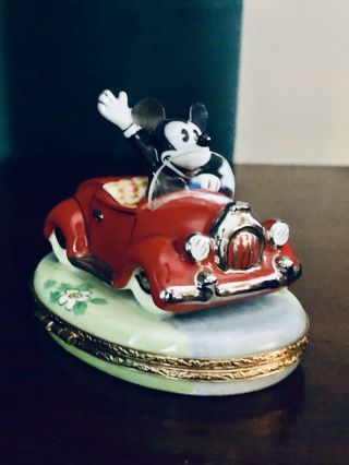 Limoges – Disney Mickey Mouse Car Trinket Box Limited Edition Hand Painted.  RARE 2
