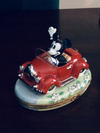 Limoges – Disney Mickey Mouse Car Trinket Box Limited Edition Hand Painted.  RARE 3