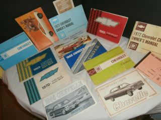 12 Vintage Car Owners Manuals 1963 1966 1967 1968 1970 Chevy Chevelle Camaro Ect