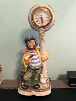 Very Rare Melody In Motion Animated Whistling Sailor Willie Hobo Clown Clock
