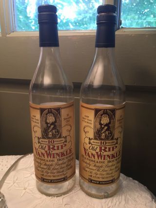 Old Rip Van Winkle (set Of 2) 107 Proof,  Empty,  From Bourbon Capital Of World