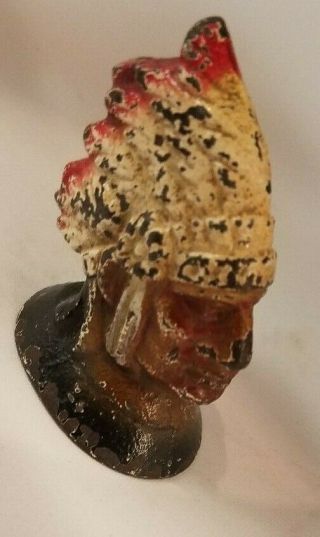 Hubley Cast Iron Native American Indian Chief Bust Pencil Holder Paperweight