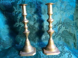 Antique Brass Candlesticks Candle Holders 23 Cm