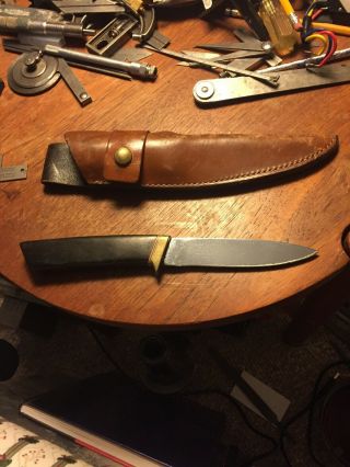 Vintage Gerber C475 Knife With Sheath Old Wood Handle Al Mar Design