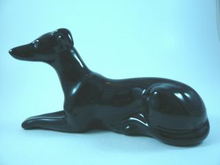 Art Deco Style Black Ceramic Whippet Greyhound Sitting Dog Collectible Figurine