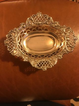 Stunning Solid Silver Victorian Bon Bon Dish Made In Chester,  1899 155mm X 125mm