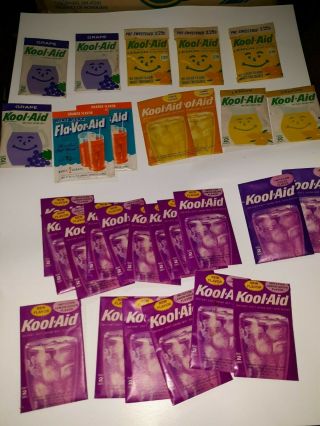 Vintage 1962 Kool - Aid Packet Lemon - Grape Flavor General Foods - Before Zip Codes