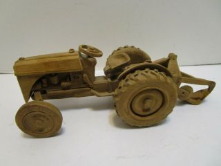 Vintage Hand Crafted Wood Ford 9n Farm Tractor & Plow