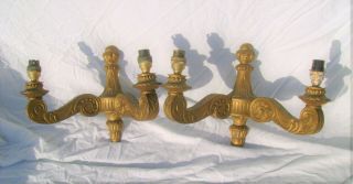 A Vintage Reclaimed/salvaged Gilt Carved Wood Wall Light Sconces.
