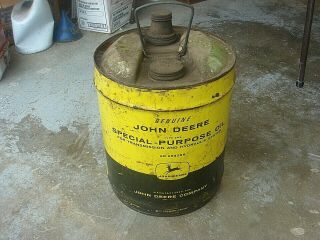 Vintage Advertising 1965 John Deere 5 Gallon Special Purpose Oil Metal Can