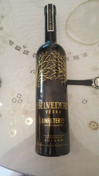 Belvedere Vodka Diplay Bottle Unfiltered Rare Diamond Rye 1.  75 Ml