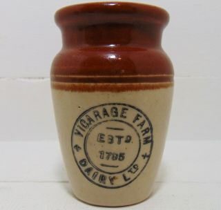Small - Size Brown Top Cream Pot From Vicarage Farm Dairy C1910