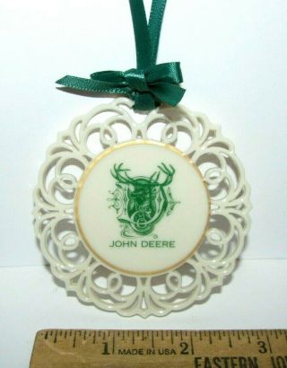 John Deere 1880 Buck Deer Head In Letter D Logo Porcelain Christmas Ornament Jd