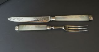 Hallmarked Victorian Silver Knife & Fork (fruit ?) With Mother Of Pearl Handles
