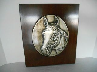 Vintage Bruce Fox Hand Worked Silver On Copper Horse Head Set In Wood Frame