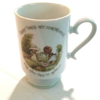 Holly Hobbie Porcelain Pedestal Coffee Cup Mug Happy Times Vintage 1974