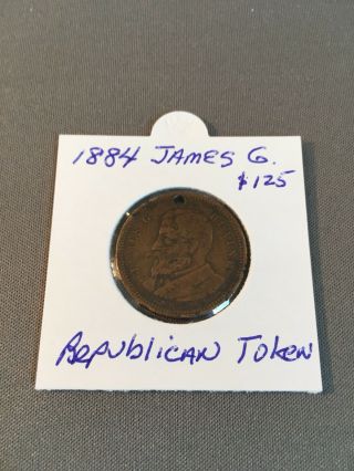1884 James G.  Blaine Republican Presidential Campaign Political Token Medal