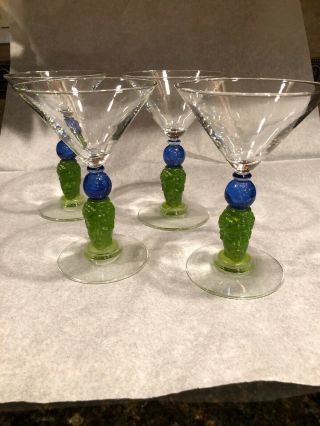 (4) Vintage Richard Jolley Bombay Sapphire Gin Limited Edition Martini Glasses