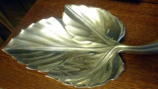 Vintage Wilton Pewter Silver Maple Leaf Footed Serving Tray