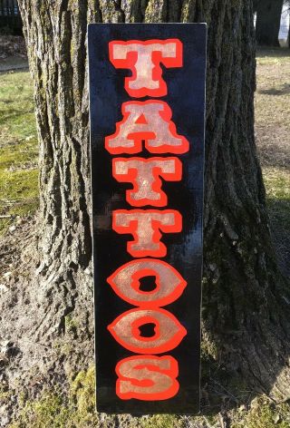 Hand Painted Tattoo Sign Painted With Enamel Tattoo Artist Tattoo Shop Advert.