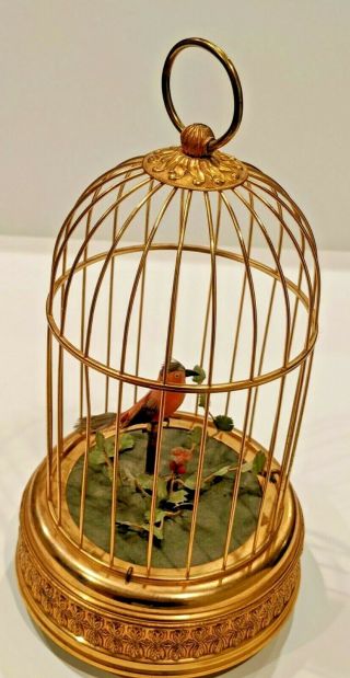 Vintage Antique W Germany Singing Bird Automaton Bird Cage