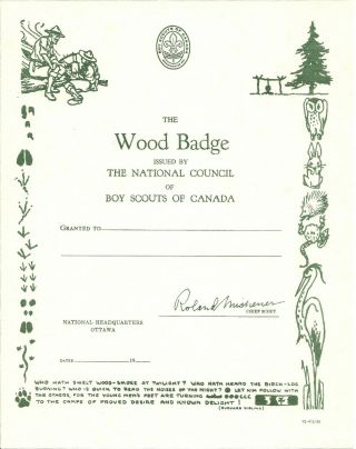 Scouts Canada Wood Badge Certificate