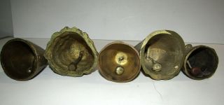 5 Victorian Ladies Brass Bells.  Assorted.  Clappers 3