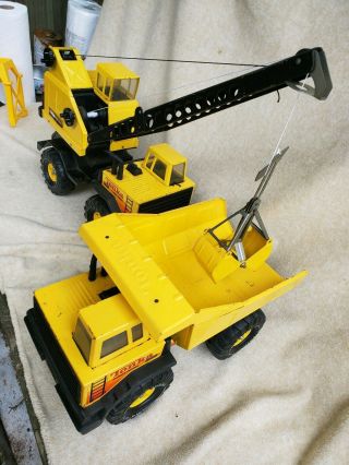 Vintage Tonka Dump Truck And Crane Pair With A Tower All In