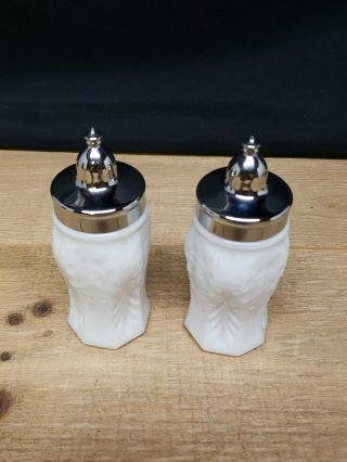 Vintage White Milk Glass Salt And Pepper Shakers,  4 - 1/4 " Tall, .